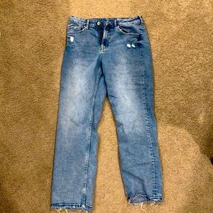 Baggy high waist blue ripped jeans good quality